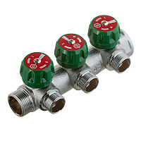 Коллектор Stout 3/4 ВР(г) х 3 выхода 1/2 НР(ш) х 3/4 НР(ш) регулирующий (SMB-6850-341203)