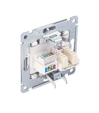 Розетка компьютерная/ телефонная Hegel Master встраиваемая черная RJ11/ RJ45 (РСКТ-440-08)