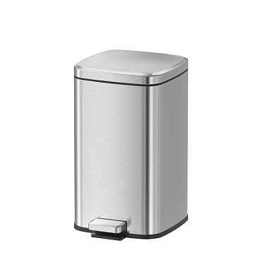 Контейнер для мусора Primanova с крышкой 12 л сталь хром с педалью квадратный