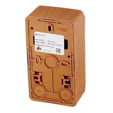 Блок выключатель и розетка Systeme Electric Этюд двухклавишный накладной бук (BPA16-202T)