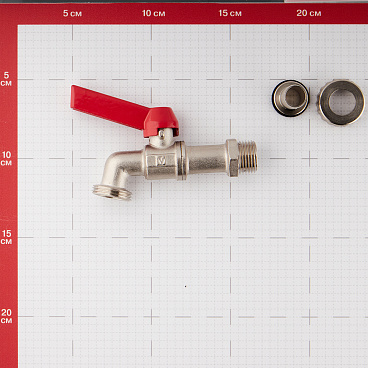 Кран шаровой латунный Valtec 1/2 НР(ш) х 1/2 НР(ш) ручка со штуцером угловой (VT.051.N.04)