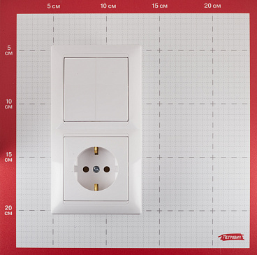 Блок выключателя с розеткой Svet SV1001 двухклавишный встраиваемый белый (SV1001-0004)