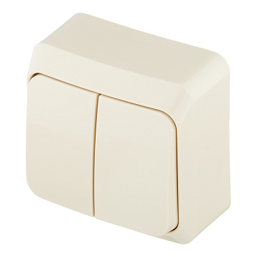 Выключатель Systeme Electric Этюд двухклавишный накладной кремовый (BA10-002K)