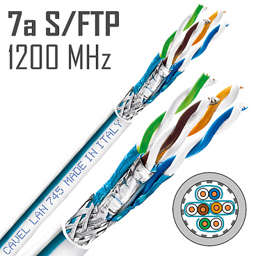 Интернет-кабель (витая пара) S/FTP CAT7а LAN 745 4х2х0,57 мм экранированный Cavel (100 м)