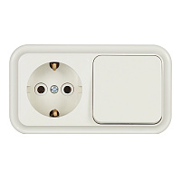 Блок выключатель и розетка Svet одноклавишный накладной бежевый (EV0362-5122)