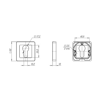 Ключевина Punto QR GR/CP-23 квадратная розетка графит/хром