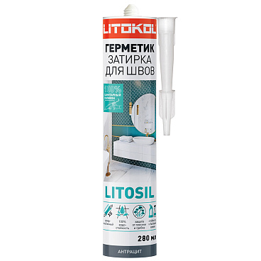 Герметик силиконовый затирка Litokol Litosil антрацит 280 мл