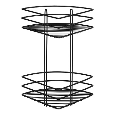 Полка для ванной Металаксон Drop угловая двухъярусная 200х200х380 мм металл черная (4894-2/ЧМПУОВ-2)
