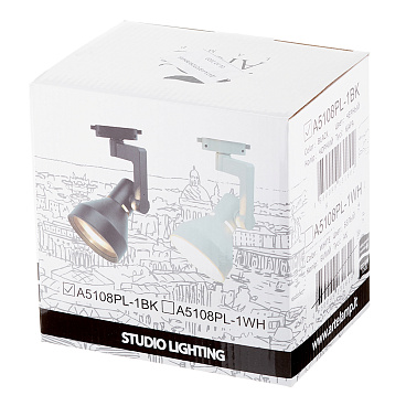 Трековый светильник однофазный Arte Lamp 60 Вт E27 2 кв.м черный (A5108PL-1BK/1619)