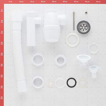 Сифон для раковины Wirquin Pro 1 1/2х40 мм с выпуском d63 мм с соединением 40/50 мм с отводом (30718052)