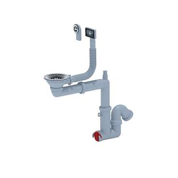 Сифон для мойки АНИ пласт 3 1/2х40 мм со смещением с выпуском d115 мм с переливом с соединением 40 мм (F5345S)