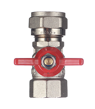 Кран шаровой латунный Valtec 16 обж(ц) х 1/2 ВР(г) для металлопластиковых труб бабочка прямой (VT.342.N.1604)