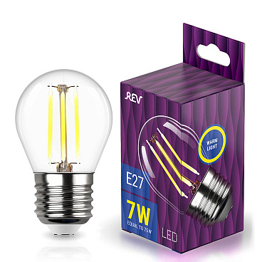 Лампа светодиодная филаментная Rev E27 2700К 7 Вт 695 Лм 220 В шар G45 прозрачная