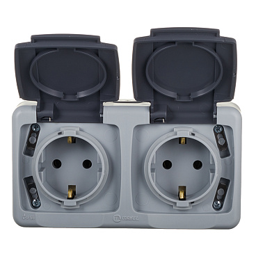 Розетка Makel накладная серая с крышкой (36064201)