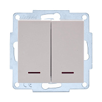 Выключатель Lezard Vesna двухклавишный встраиваемый крем с подсветкой (742-0388-112)