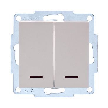 Выключатель Lezard Vesna двухклавишный встраиваемый крем с подсветкой (742-0388-112)