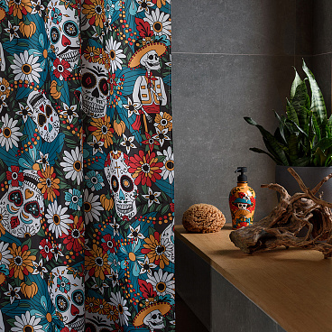 Штора для ванны Moroshka Los Muertos 1800х2000 мм полиэстер красная/синяя (T690-2)