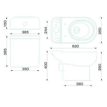 Унитаз-компакт Gesso Home de luxe W103 с горизонтальным выпуском с сиденьем дюропласт микролифт белый (9 015 618)