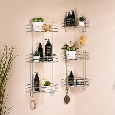 Полка для ванной ЧМЗ Стамбул угловая трехъярусная 222х222х720 мм металл хром (501-006-01)