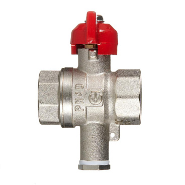 Кран шаровой латунный Valtec 1/2 ВР(г) х 1/2 ВР(ш) полнопроходной бабочка для подключения датчика температуры прямой (VT.128.N.04)