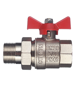 Кран шаровой латунный Valtec Base 3/4 ВР(г) х 3/4 НР(ш) бабочка с полусгоном прямой (VT.227.N.05)