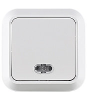 Выключатель Makel Siva Ustu одноклавишный накладной белый с подсветкой (45121)