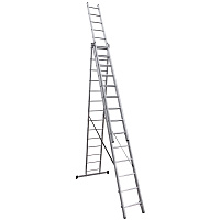 Лестница алюминиевая трансформер трехсекционная 14 ступеней Новая высота бытовая