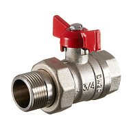 Кран шаровой латунный Valtec 3/4 ВР(г) х 3/4 НР(ш) полнопроходной бабочка с полусгоном прямой (VT.127.N.05)