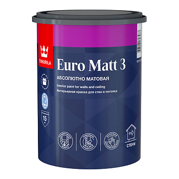 Краска интерьерная Tikkurila/Tikkivala Euro Matt 3 база С бесцветная 0,9 л