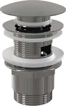 Водослив для умывальника click/clack 5/4", цельнометаллический с большой заглушкой, арт. A390