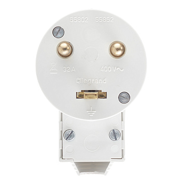 Вилка силовая угловая для электроплит Legrand с заземлением 2Р+Е 32 А 230 В IP20 белая (55802)