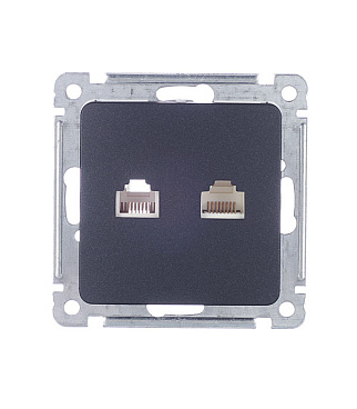 Розетка компьютерная/ телефонная Hegel Master встраиваемая черная RJ11/ RJ45 (РСКТ-440-08)