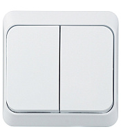 Выключатель Systeme Electric Этюд двухклавишный накладной белый (BA10-002B)