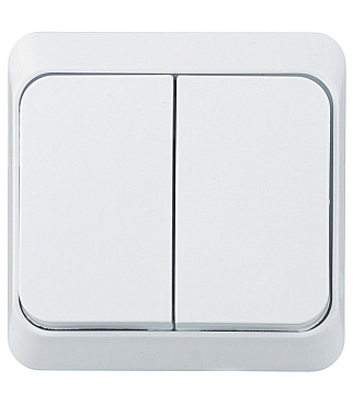 Выключатель Systeme Electric Этюд двухклавишный накладной белый (BA10-002B)