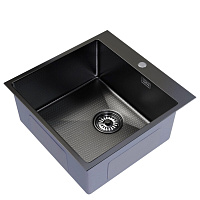 Мойка для кухни Mixline Pro 50х50х20 см врезная с сифоном сталь нано декор графит (556578)