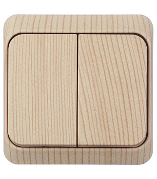 Выключатель Systeme Electric Этюд двухклавишный накладной сосна (BA10-002D)