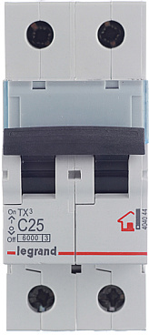 Автоматический выключатель модульный Legrand TX3 2P 25А тип C 6 кА 230/400 В (404044)