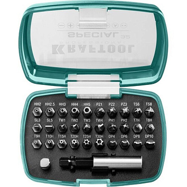 Набор бит Kraftool Special-32 (2610-H32) PH/PZ/SL/TORX 25 мм с адаптером (32 шт.)