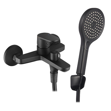 Смеситель для ванны Corsa Deco CX черный матовый однорычажный с коротким изливом с лейкой (FBTCX1B)