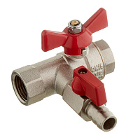 Кран шаровой латунный Valtec 1/2 ВР(г) х 1/2 ВР(г) проходной бабочка с обратным клапаном (VT.248.N.04)