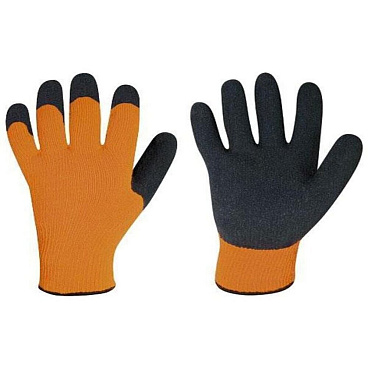 Перчатки акриловые с латексным обливом утепленные оранжевые 10 (L)