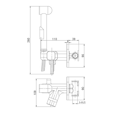 Смеситель с гигиеническим душем встраиваемый Lemark Solo со скрытой частью в комплекте хром (LM7165C)