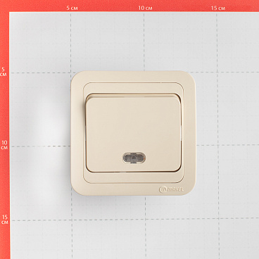 Выключатель Makel Mimoza одноклавишный встраиваемый бежевый с подсветкой (25021)