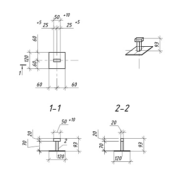 Закладная под бетонирование 120х120х90 мм