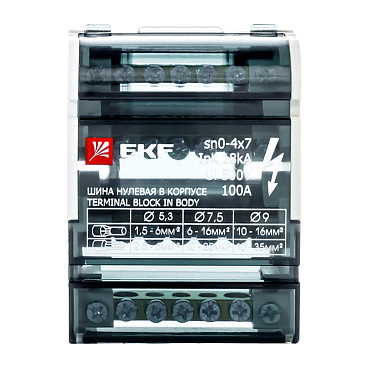 Шина нулевая EKF PROxima 4х7 отверстий в корпусе (sn0-4х7)