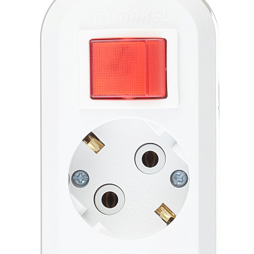 Удлинитель Makel 3 розетки 5 м ПВС 3х1 кв.мм 16 А 2,2 кВт с кнопкой белый (MGP214)