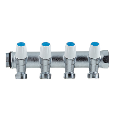 Коллектор Tiemme 1 ВР(г) х 4 выхода 3/4 НР(ш) ЕК х 1 НР(ш) регулируемый (1860019/1877K50060504)