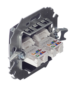 Розетка компьютерная Simon 15 встраиваемая графит 2хRJ45 (1591593-038)