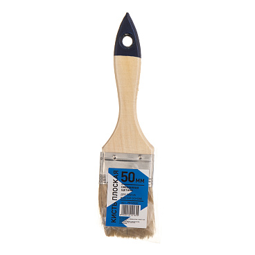 Кисть плоская смешанная щетина деревянная ручка 50х12 мм для красок и антисептиков на водной основе
