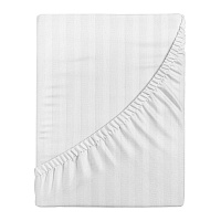 Простыня на резинке 200х200х25 см страйп-сатин белая Verossa Stripe